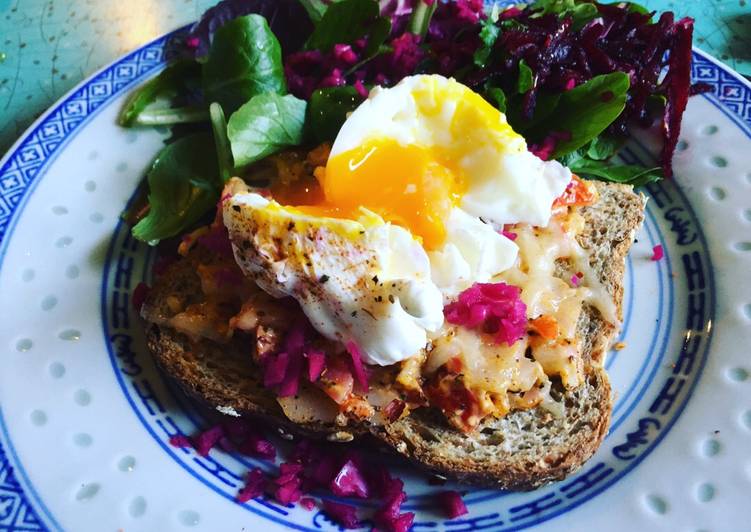 Recipe of Any-night-of-the-week Poormans’ Cajun Crab-Melt & Poached Egg