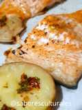 🍽🔸💫 Salmón con papas rojas al horno y chimichurri 🌿🌶🍃