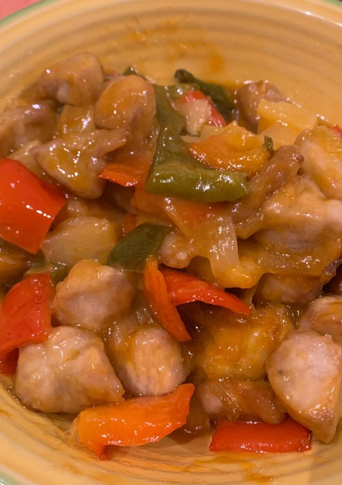 Una foto de Cerdo en salsa agridulce