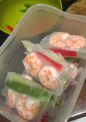 Foto resep Vietnam spring roll isian udang rebus