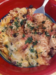 A picture of Queso Taco Pasta Bake.