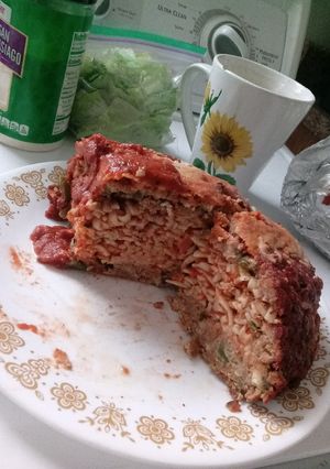 A picture of Giant Spaghetti Stuffed Meatball Dinner.