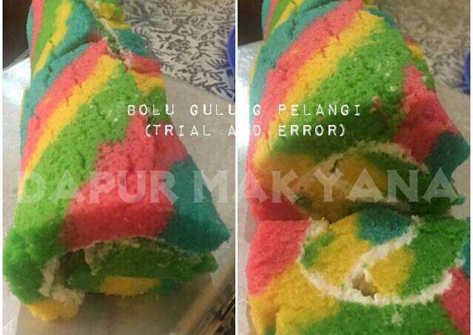 Recipe: Tasty Bolu Gulung Pelangi Kukus (Trial and Error)