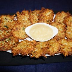 A picture of Potato fritters latkes.