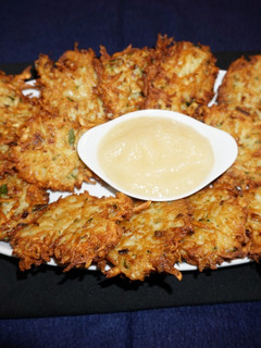 A picture of Potato fritters latkes.
