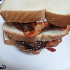 Leftover Swiss on Chicken Pattie Sandwich A picture of Leftover Swiss on Chicken Pattie Sandwich.