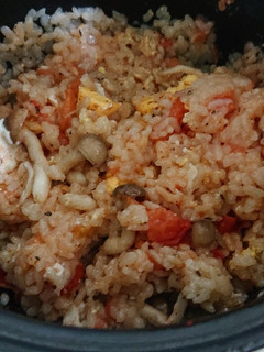 電子鍋燉飯(蛋素) 的食譜成品照片
