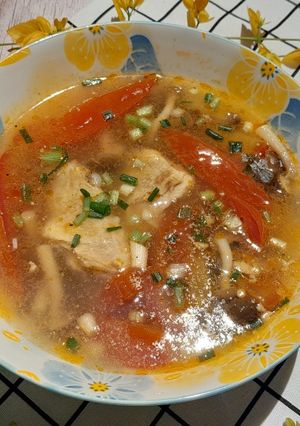 Hình của món Canh gà nấu cà nấm.