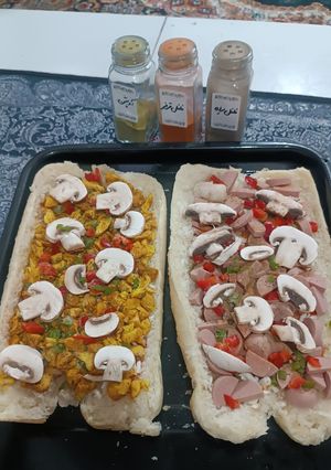 عکسی از دستور پیتزا با نان ساندویچ🥖