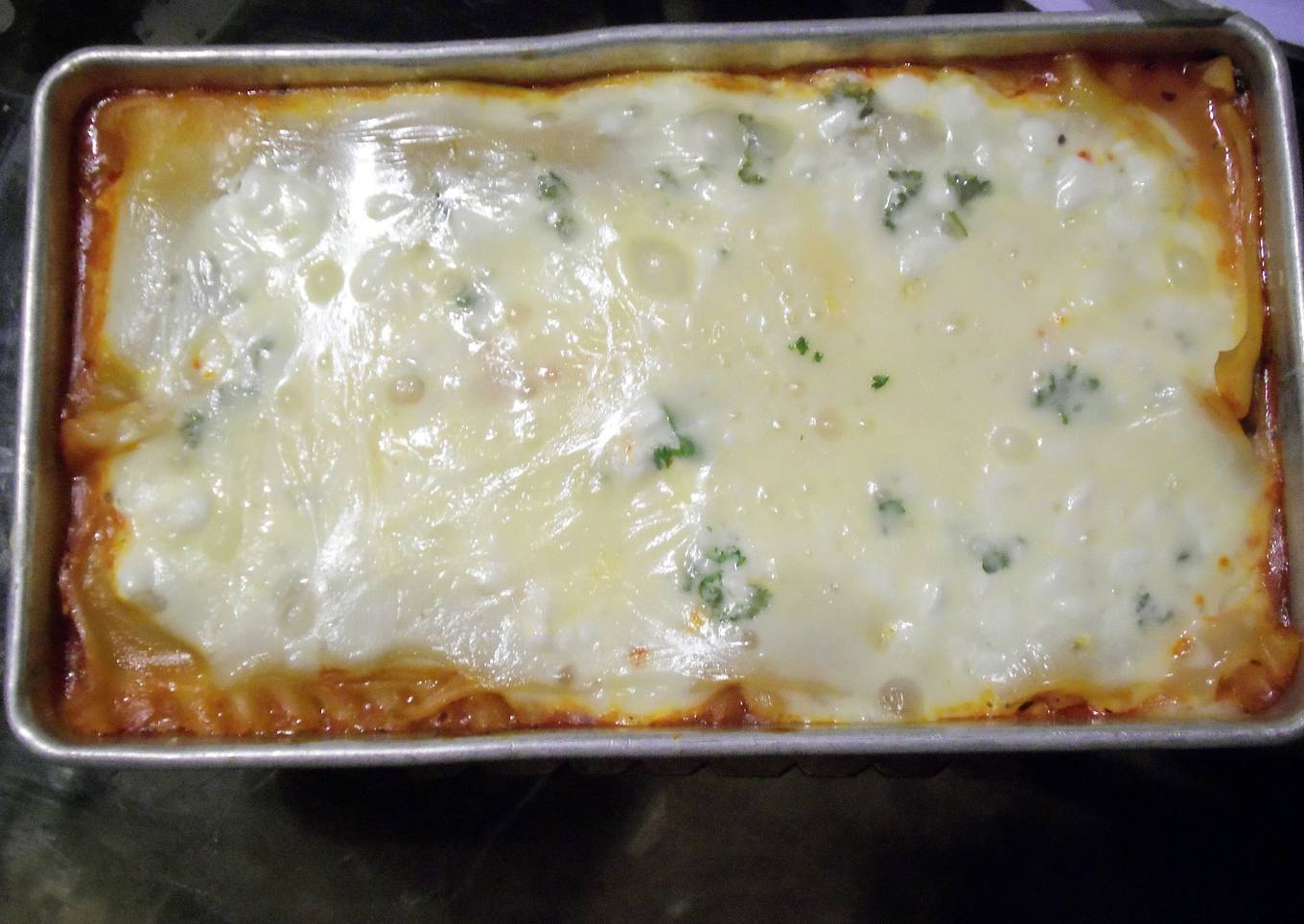 Lasagna with cheese sauce