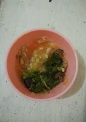 Foto resep MPASI Kentang + Jamur Shitake + Bayam + evoo