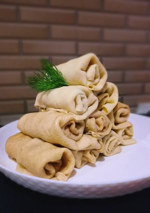 Фото Блины на масленицу с начинкой.