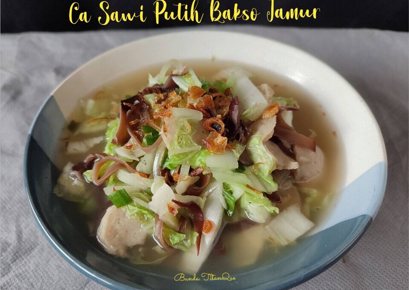 Ca Sawi Putih Bakso Jamur