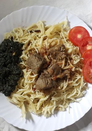 A picture of Spaghetti meal #noodlesrecipecontest#.
