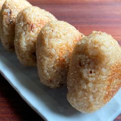 Pan-fried Soy Sauce Rice Balls A picture of Pan-fried Soy Sauce Rice Balls.