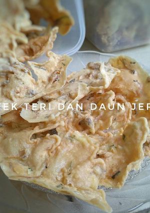 Foto resep Peyek teri dan daun jeruk
