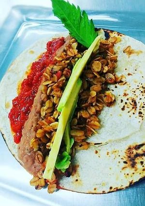 Una foto de Tacos de machaca vegetariana