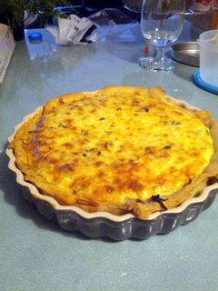A picture of Cheese and caramelised onion tart.