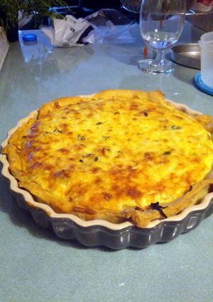 A picture of Cheese and caramelised onion tart.