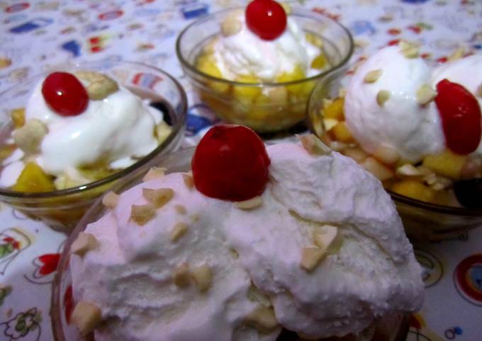 Steps to Prepare Favorite Fruit Salad with Ice cream