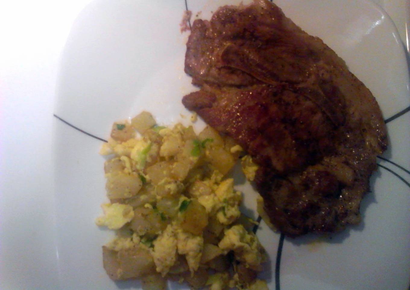 Quick Pork Chops and Eggs for 2