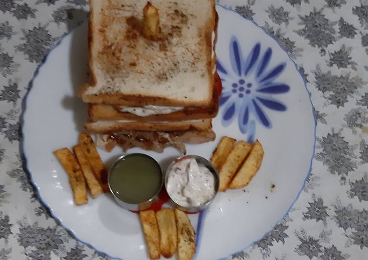 Recipe of Any-night-of-the-week Paneer culb sandwich