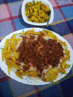 عکسی از دستور خوراک لوبیا و گوشت چرخکرده