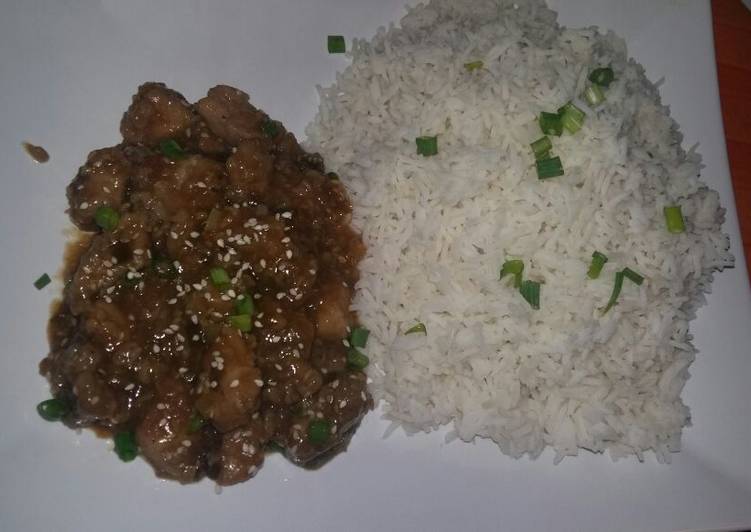 Easiest Way to Make Perfect Crispy sesame Pork Sauce with Basmati Rice