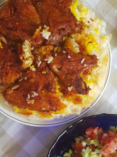 عکسی از دستور برنج با ته دیگ بال مرغ