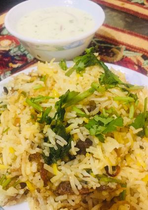 A picture of Beef biryani.