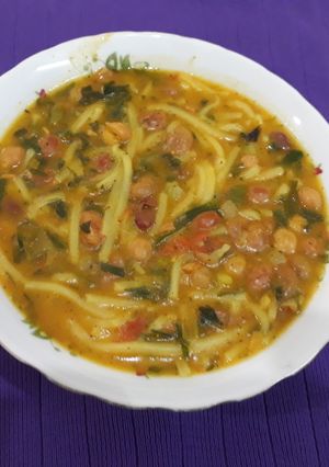 عکسی از دستور آش رشته با گوجه وحبوبات