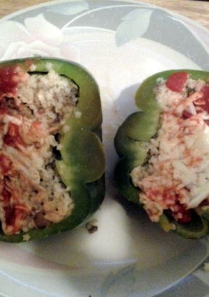 A picture of stuffed bell peppers Geralds way.