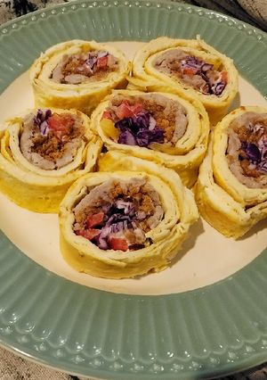 芋泥肉鬆豆皮蛋捲 的食譜成品照片