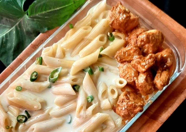 Recipe of Quick Volcanic chicken with white sauce pasta