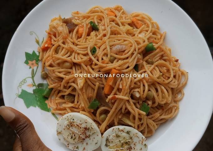 Simple Way to Make Quick Jollof Spaghetti (Pasta in Tomato Sauce)