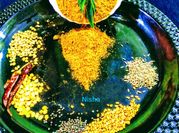 A picture of red chilli powder turmeric powder