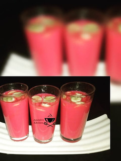 A picture of Watermelon and banana juice.