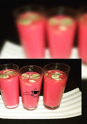 A picture of Watermelon and banana juice.