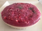 Una foto de tarta de requeson sin horno