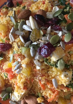 A picture of Couscous with nuts and seeds.