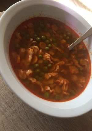 Zöldborsóleves nokedlivel recept fotója