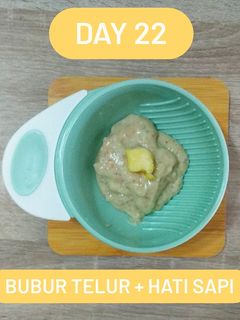 Foto resep Bubur telur hati sapi mpasi menu lengkap 6 bulan