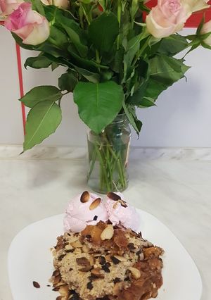 O poză a rețetei Crumble cu piersici.