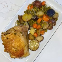 Mare’s Chicken with Potatoes and Peas A picture of Mare’s Chicken with Potatoes and Peas.