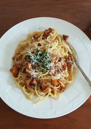 A picture of Pasta with chanterelles.
