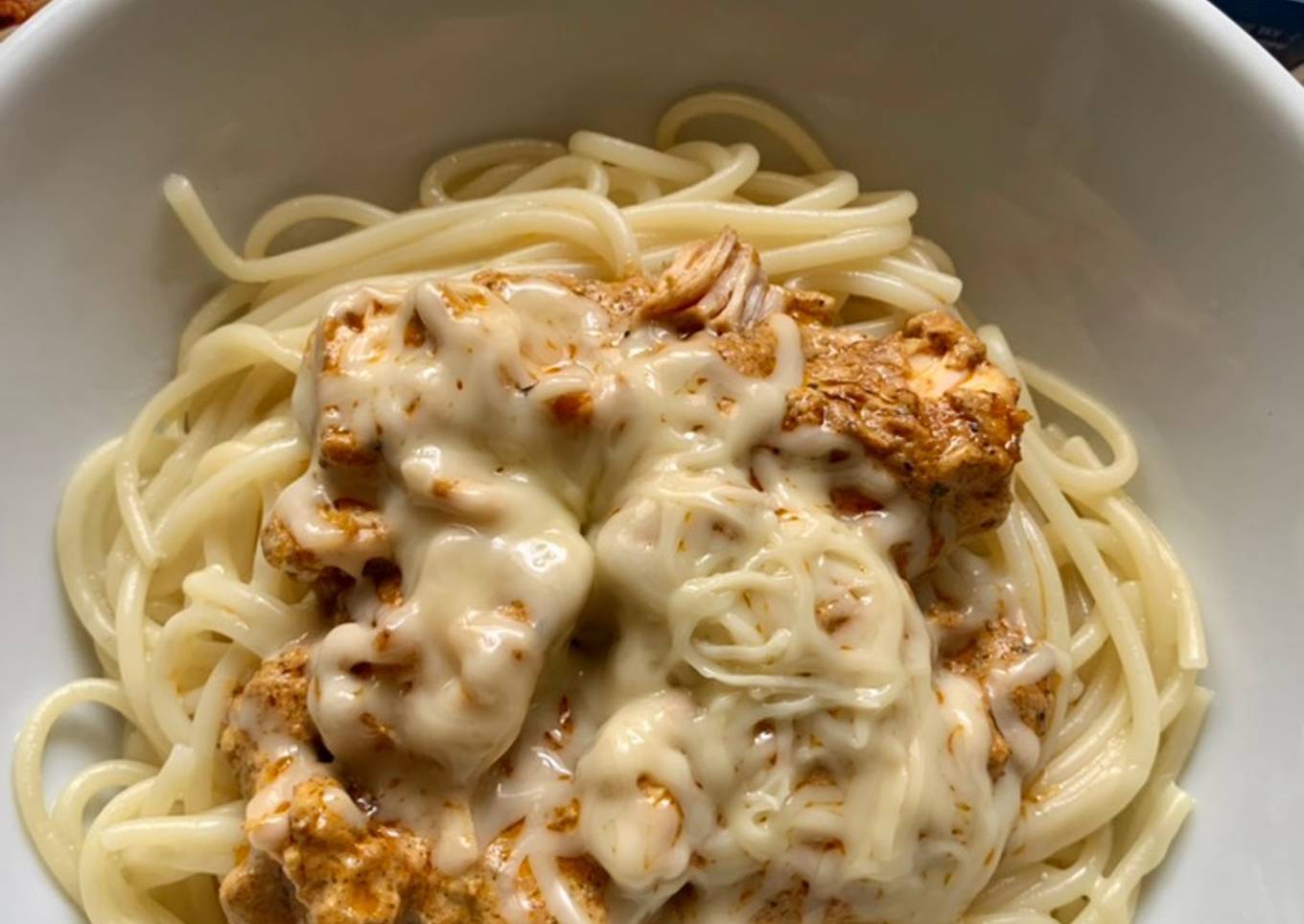 Creamy spaghetti from left over Handi