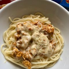 A picture of Creamy spaghetti from left over Handi.