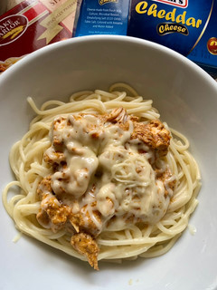 A picture of Creamy spaghetti from left over Handi.