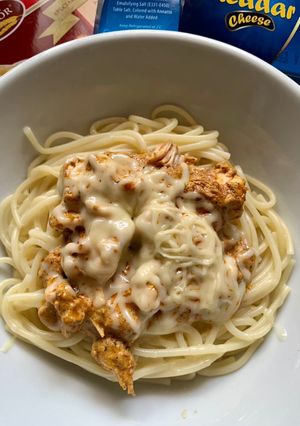 A picture of Creamy spaghetti from left over Handi.