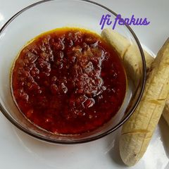 A picture of Oven roasted plantain and pepper sauce.